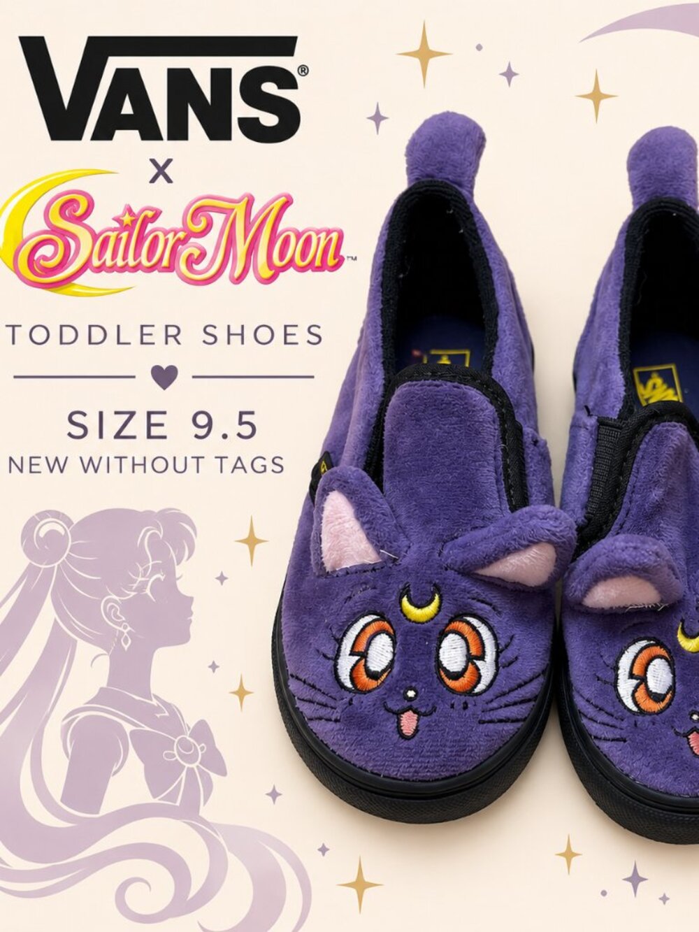 Vans x Sailor Moon Luna Purple Toddler Shoes – Size 9.5 – NWOT
